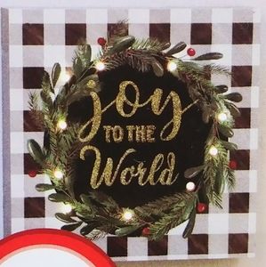 Christmas Buffalo Plaid Light Up Table Word Sign